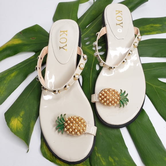 KOY Pineapple & Pearls Sandals Size 38/7.5 - Picture 8 of 8